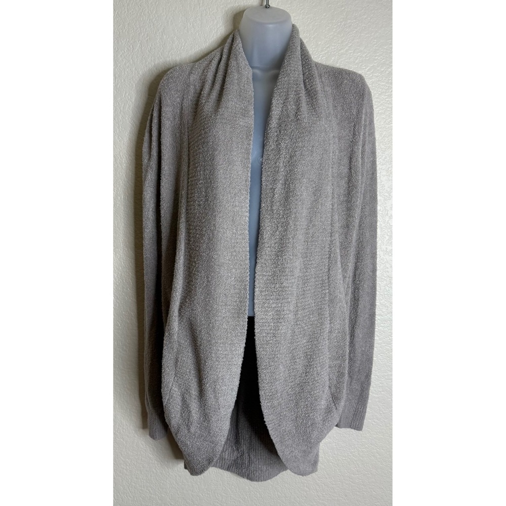 Max & Mia Womens Large Cardigan Brown Boucle Open Front Draped Longline Casual